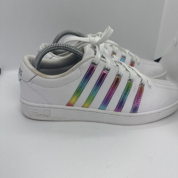 K-Swiss Court Pro II CMF sneakers with a white and pastel rainbow Women’s Size 9 - Picture 2 of 8